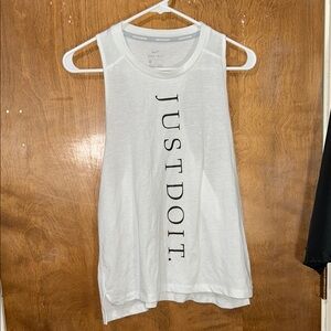 Nike White Sleeveless Top with Black Text
